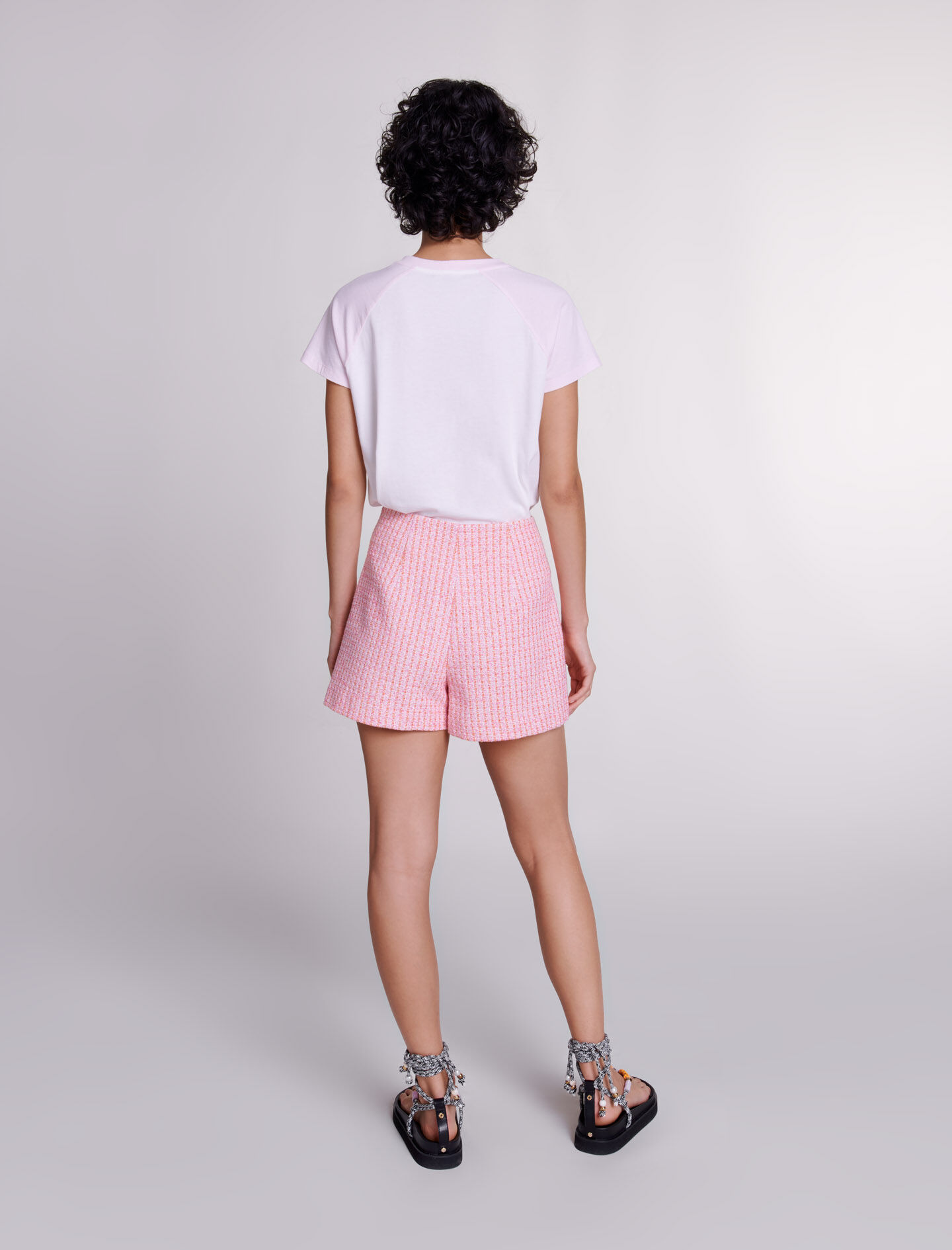 Tweed shorts - Roze/oranje