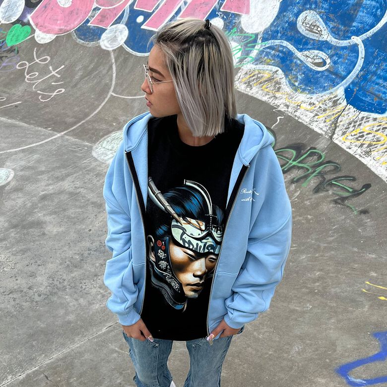 Hoodie met rits en vlag van Mykonos