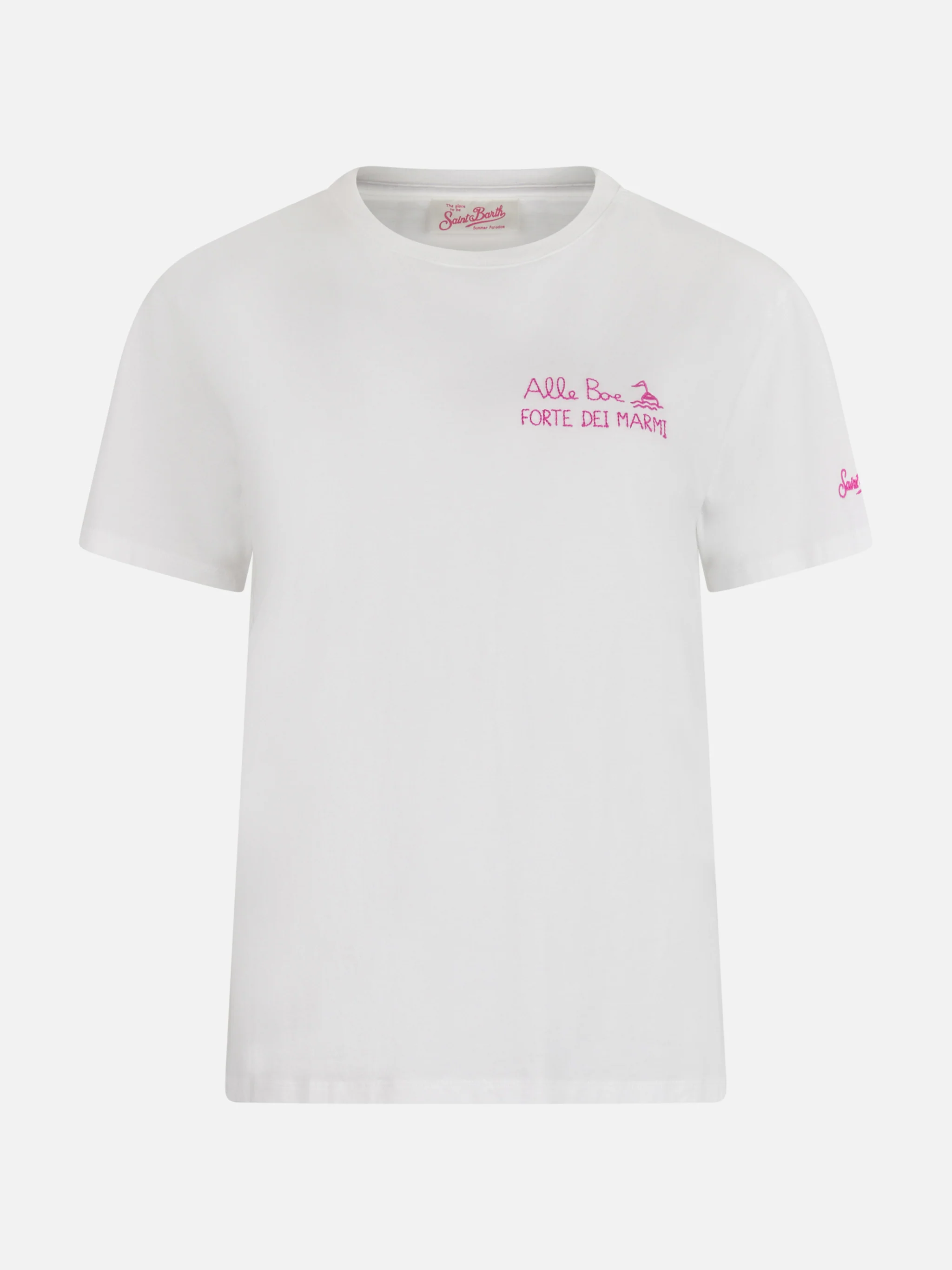 Emilie dames T-shirt met ronde hals, gemaakt van katoenen jersey, met Ti Am-print.