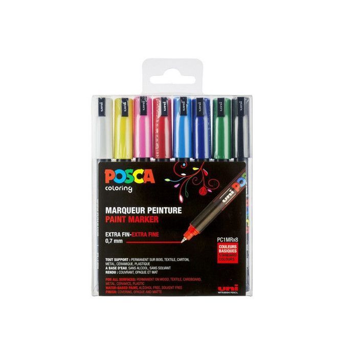 POSCA Marker - PC1MR - Extrafeine Spitze - Permanent - Grundfarben