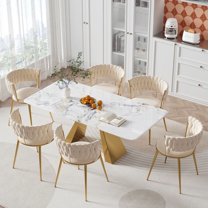Feuille épaissie Chaise de salle à manger en velours doux Set de 2 pièces, Chaise de salon rembourrée douce et confortable, Chambr