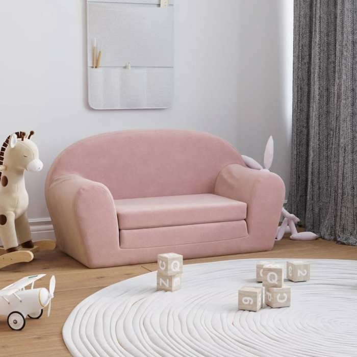 vidaXL Canapé-lit pour Enfants 2 Places, Lit de Jour avec Dossier et Accoudoirs, Lit d'Invité, Meuble de Chambre Salon, Rose 357003