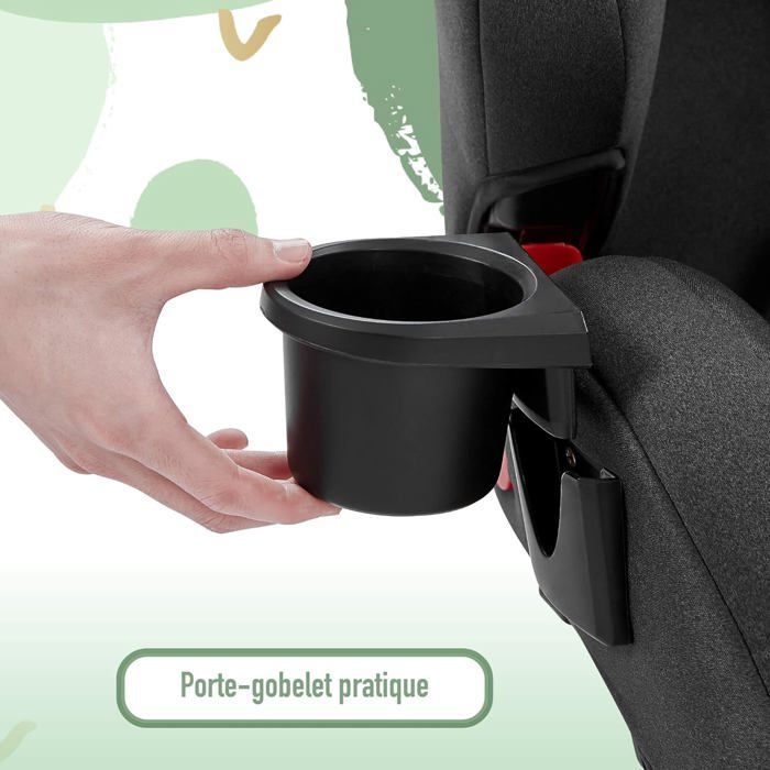 FableKids Siège auto pour enfants avec Isofix | Siège auto | Groupe 1/2/3 9-36 kg | Appuie-tête réglable en 8 positions | Gris