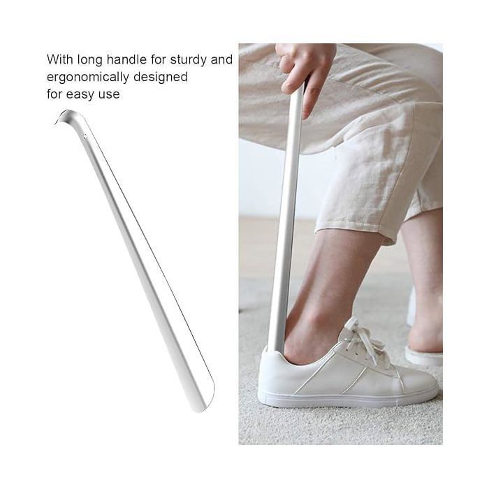 Chausse pied métal - 1 Pcs, Long 42cm manche ergonomique adulte senior - Argent Aucuneary