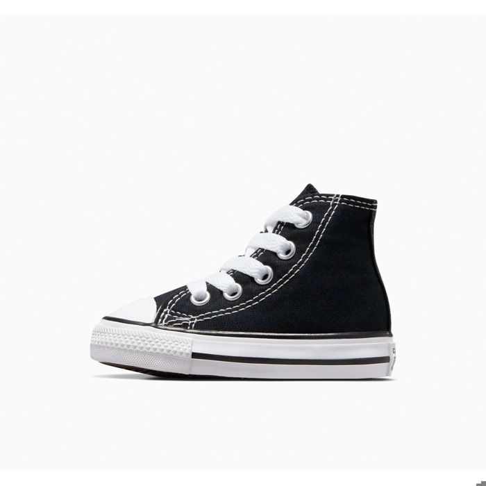 Converse Chuck Taylor All Star - Sneaker alta unisex per neonati, nera, in tessuto, con lacci