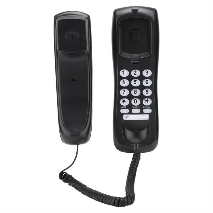 KX T628 Schwarzes, kabelgebundenes Wandtelefon für den Schreibtisch, Heimbürotelefon, abnehmbares Telefon
