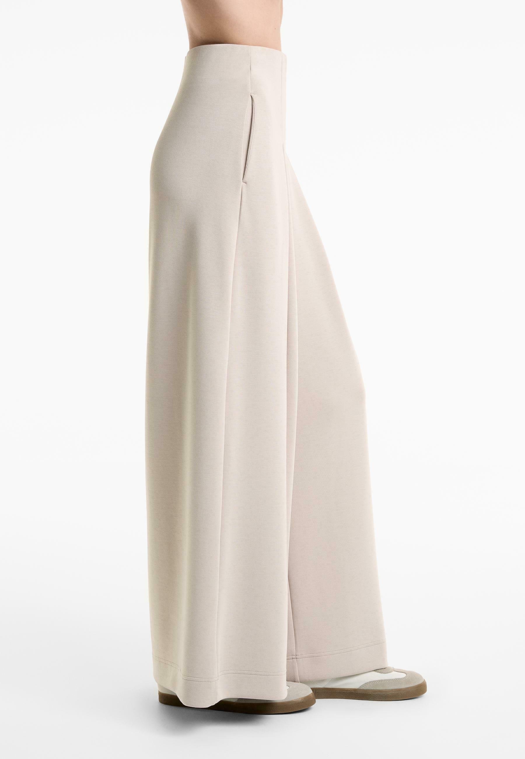 OYSHO SOFT-TOUCH WIDE-LEG PLEATED - Nadrág - foltos bézs