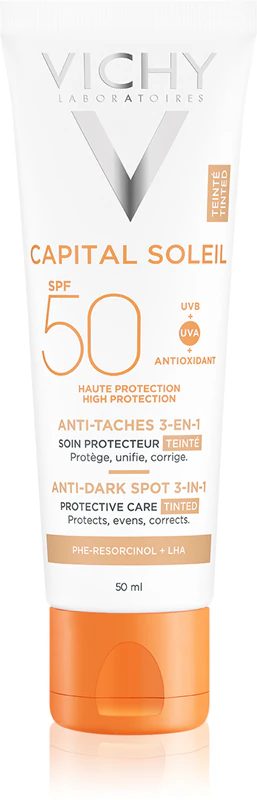 Vichy Capital Soleil getinte crème tegen pigmentvlekken 3-in-1 SPF 50