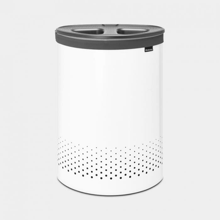 Corbeille à Linge - BRABANTIA - Selector - 55 litres - Blanc - Couvercle Quick-Drop