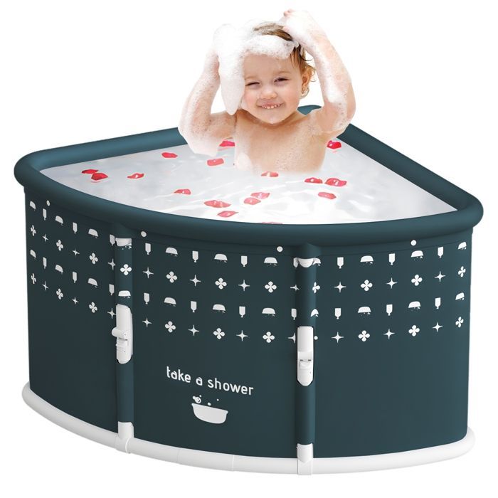 Opvouwbaar bad voor volwassenen en kinderen, 70x70x55 cm, groen, PVC, waaiervormig, opvouwbaar ontwerp, grote inhoud, praktisch