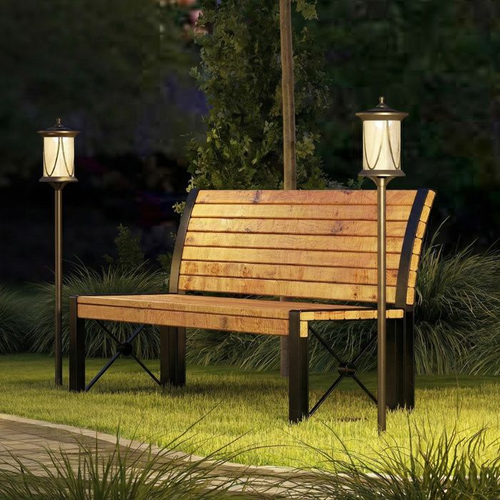 Juego de 2 farolas solares exteriores Outsunny - Lámparas LED - Encendido/apagado automático - 17x17x127cm - Negro