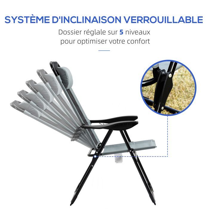 Silla de jardín Outsunny - Acero - 62x70x109cm - Gris
