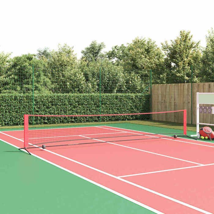 Red de tenis negra y roja, 494,5 x 90 x 87 cm, poliéster - Mothinessto11267