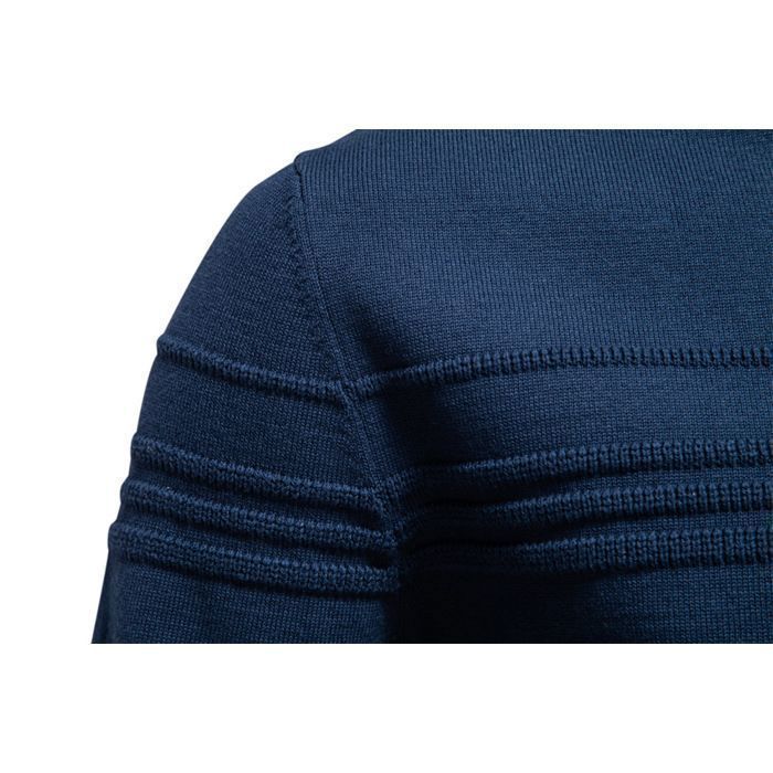 Jersey de hombre de algodón elástico con cuello redondo y corte ajustado - Azul