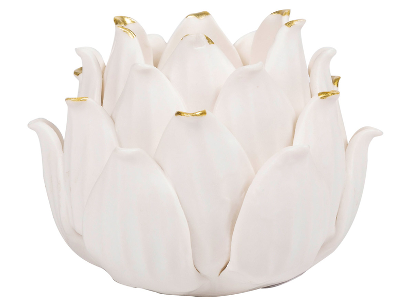 Świecznik ceramiczny Kwiat 6,5 cm biało-złoty