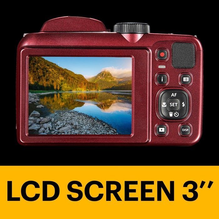 KODAK Pixpro AZ252 - 16 megapikselin digitaalinen siltakamera, 25x optinen zoom, 720p HD -video, kuvanvakain, 3 tuuman LCD-näyttö - punainen