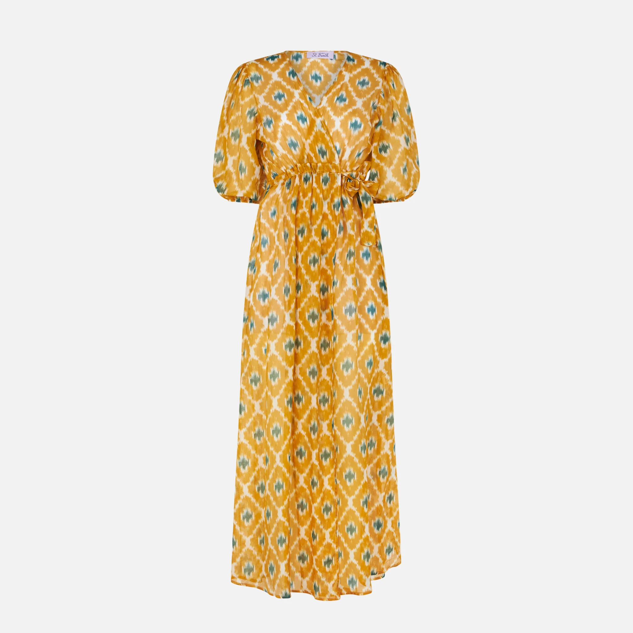 Langes Kleid aus Baumwolle und Seide