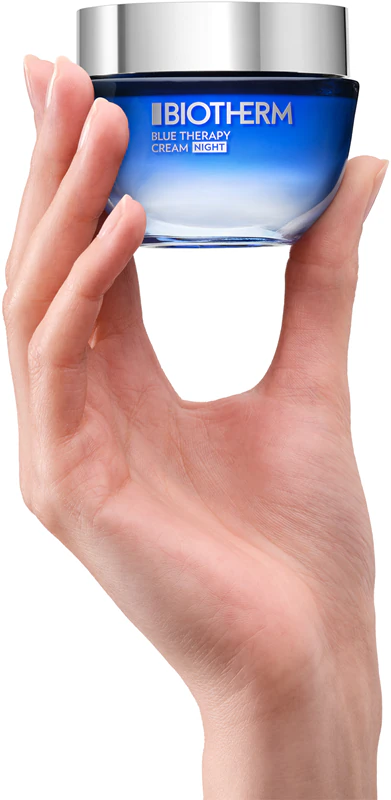 Creme noturno antirrugas Biotherm Blue Therapy para todos os tipos de pele.