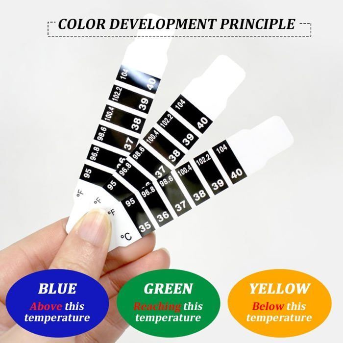 11 tiras termométricas para la frente, tiras termométricas para la frente para bebés y niños para controlar la temperatura del bebé.