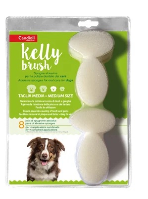 CANDIOLI Candioli Kelly Brush mondhygiënesponsjes voor middelgrote honden, 16 stuks