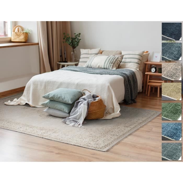 Hallway Runner Rug - TESSO LIVING - Berere Short Pile Washable - Sand - Cotton and Polyester - 120 x 160 cm