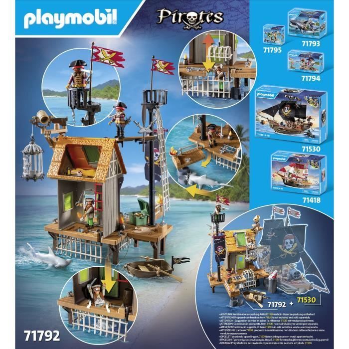 PLAYMOBIL 71792 Pirate Port with Hideout, Prisons and Cannon, 165 pieces, Pirates, Ages 4+