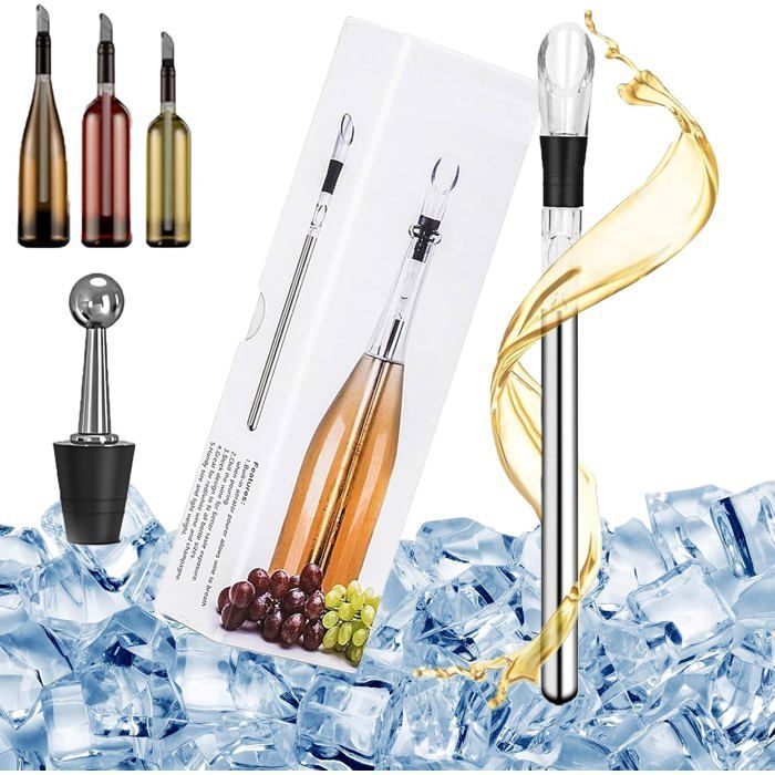 Rafraichisseur de Bouteille de Vin Bâton, Refroidisseur de Bouteille en Acier Inoxydable, Tige Refroidissante