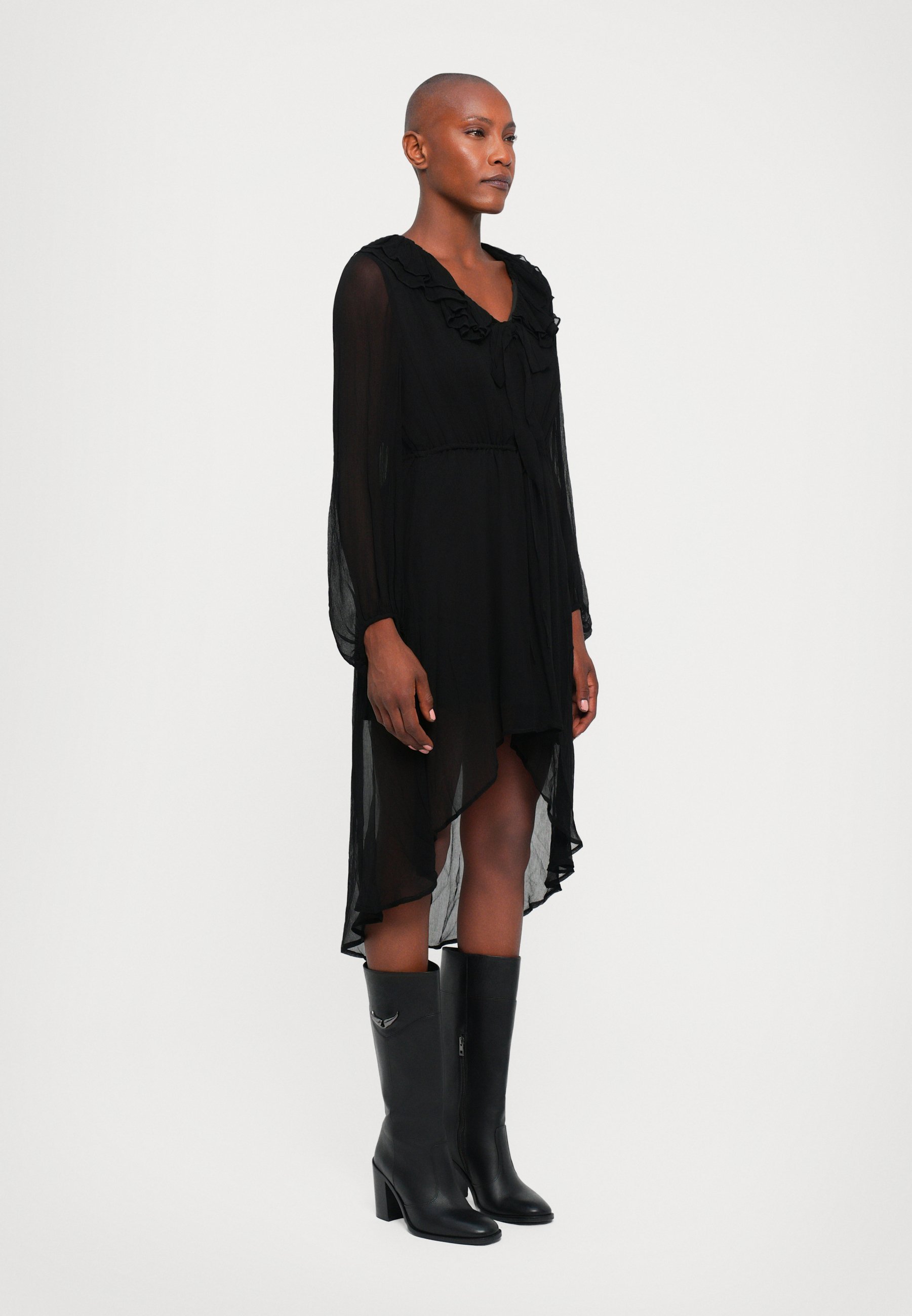 DESIGNERS REMIX IOLA RUFFLE DRESS - Sukienka dzienna - czarna