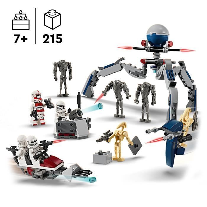 LEGO® 75372 Star Wars Kloontroopers en Gevechtsdroids Gevechtspakket, Speelgoed met Speeder Bike en Minifiguur