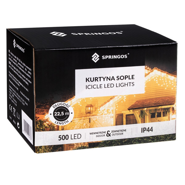 Kurtyna świetlna z pilotem 1500 led girlanda, lampki sople