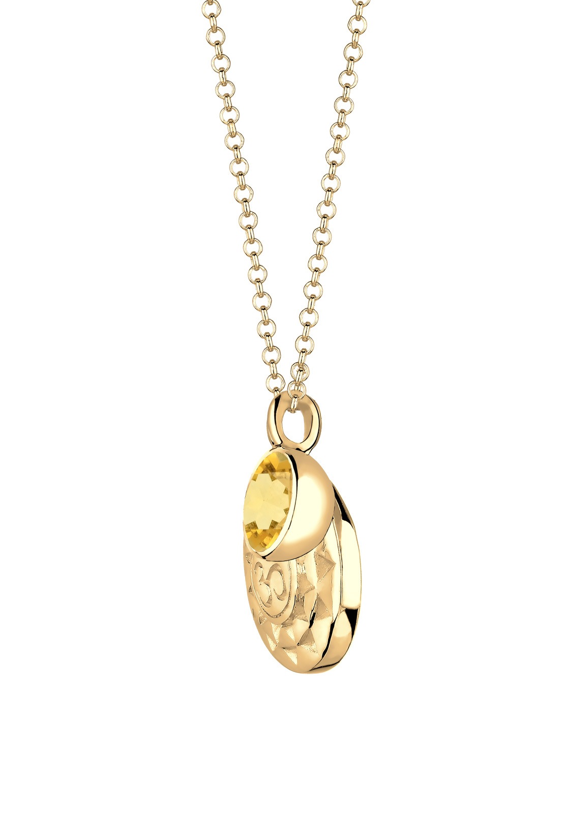Elli Femmes Ornement Pendentif Talisman Om Harmonie avec Citrine Jaune en Argent Sterling 925 Plaqué Or