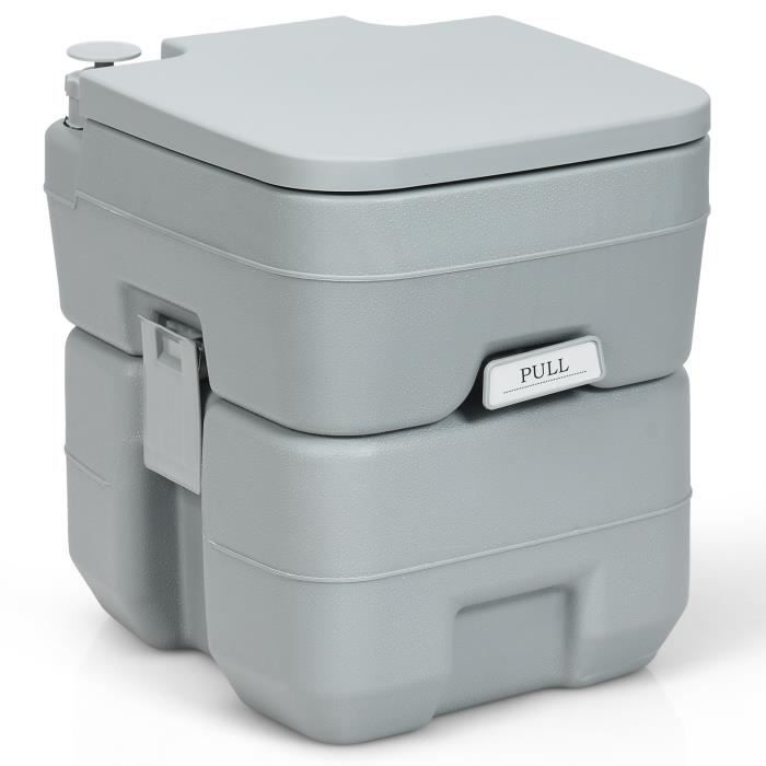 DREAMADE Toilettes Portable, WC Chimique 20L pour Voyage Camping Extérieur, pour Camping Voyage et à Domicile, Charge 100KG, Gris