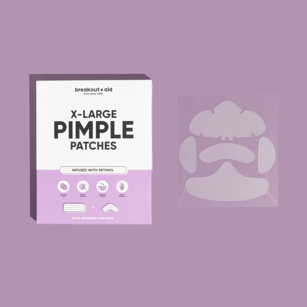 Breakout + Aid X large pimple patches Infused with Ret inol and Salicylic acid