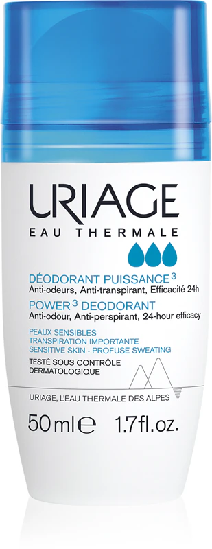 Desodorante roll-on Uriage Hygiène Power3 contra manchas brancas e amarelas
