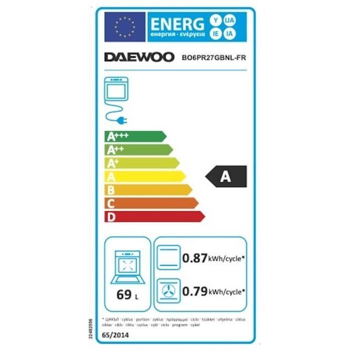 Built-in oven - Pyrolytic cleaning - Fan-assisted cooking - DAEWOO - BO6PR27GBNL - Black - Cool door - 59.5 x 57.5 x 59.5 cm