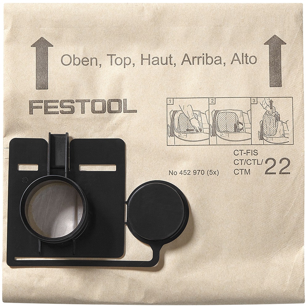 Os sacos de filtro descartáveis FESTOOL CT 55 são compatíveis com o CTSS 452973.