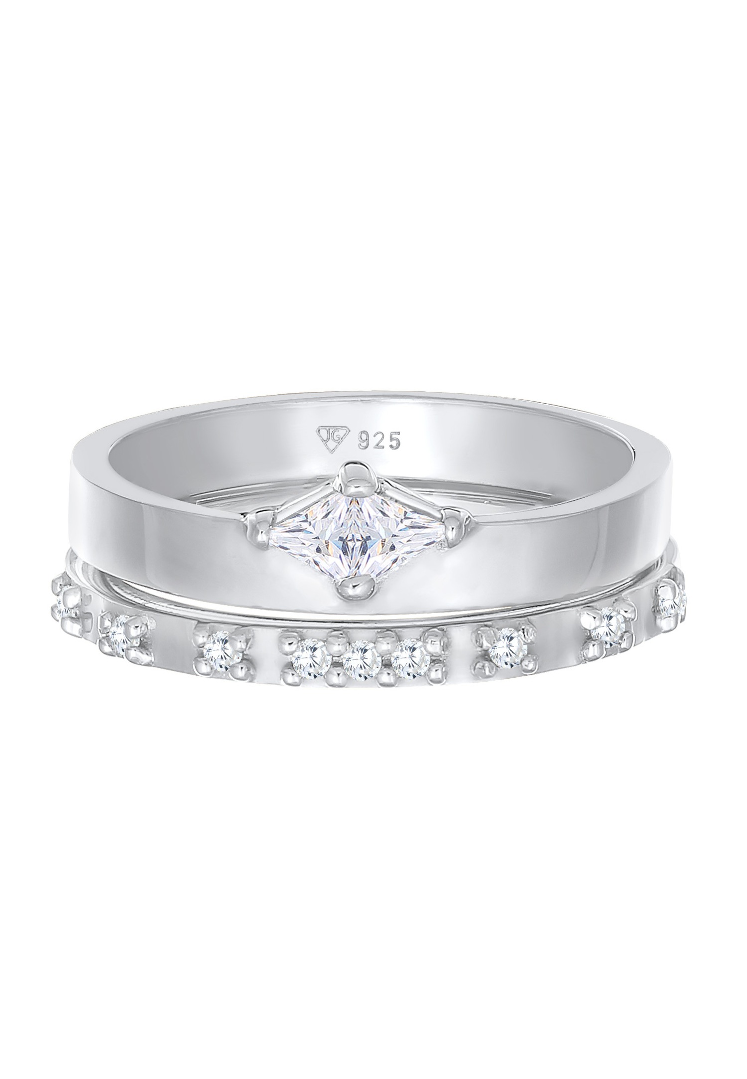 Elli Femmes Ensemble Solitaire Fiançailles avec Cristaux de Zirconium en Argent Sterling 925