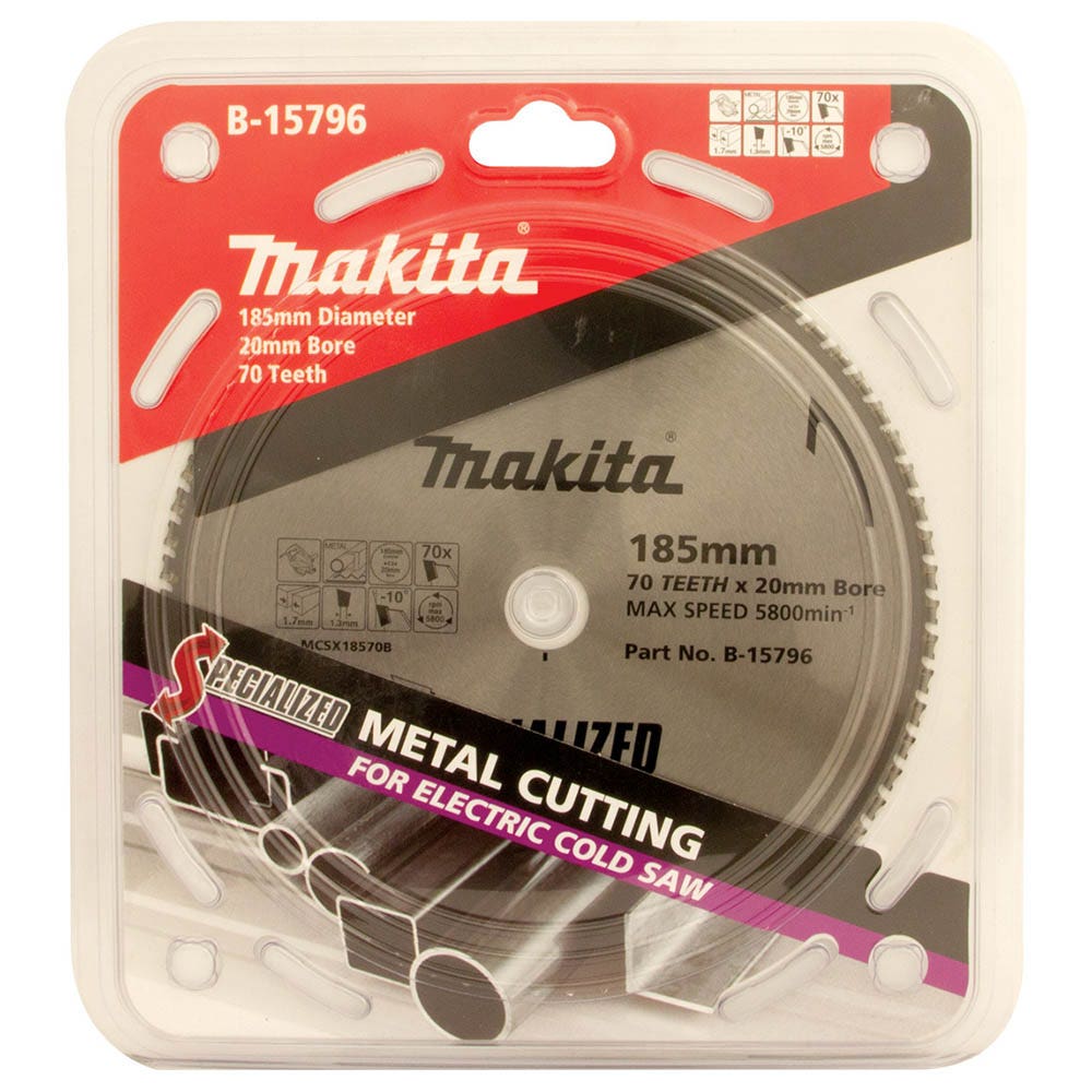 Disco de corte MAKITA TCT de 185 mm com 70 dentes para corte de metal – ESPECIALIZADO