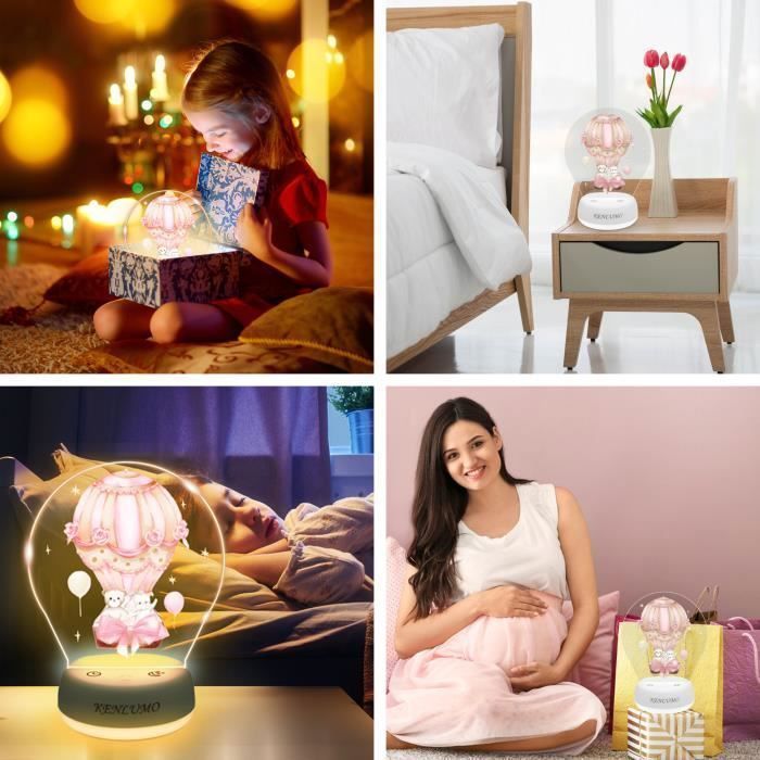 KENLUMO Lapin Veilleuse bébé Noël Enfant Cadeau Lumière blanche et chaude trois couleurs Ajuster la luminosité orner Lampe de