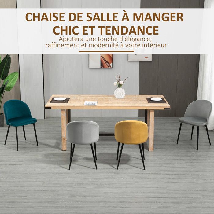 HOMCOM - Dining Chair - Velvet - 49x50x77cm - Multicolored