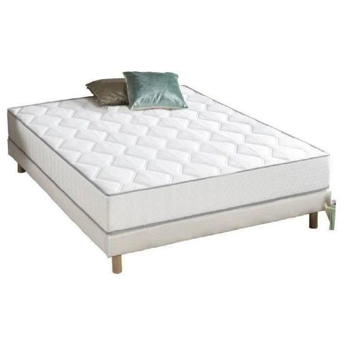 Colchón de muelles y base tapizada de 140 x 190 cm - Confort equilibrado - 23 cm de grosor - DEKO DREAM Hyvyys