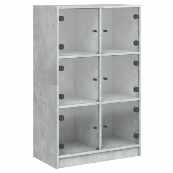 Szafka Szara Beton z Drzwiami Szklanymi 68x37x109 cm do Salonu