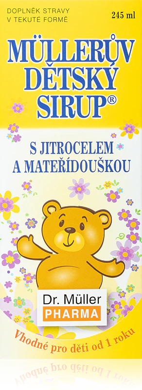 xarope infantil Dr. Müller's Baby Syrup®, com tanchagem e erva-mãe, é um suplemento alimentar que auxilia na saúde respiratória.