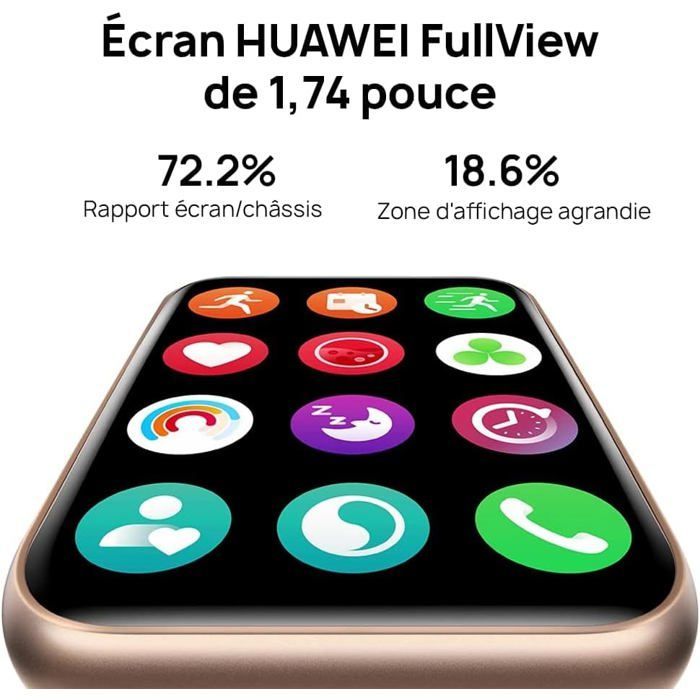 Montre Connectée HUAWEI Watch Fit 2 Bracelet Cuir Blanc Écran FullView