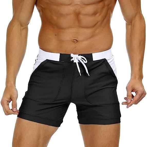 Men's Swim Trunks Swim Shorts with Pockets, Elastic Waist and Drawstring Sporty Style Slim Fit Black