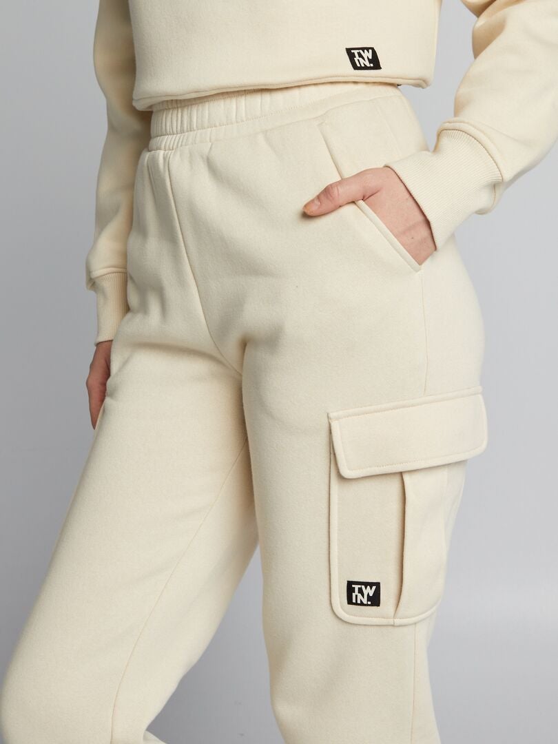 Fleece joggingbroek - BEIGE