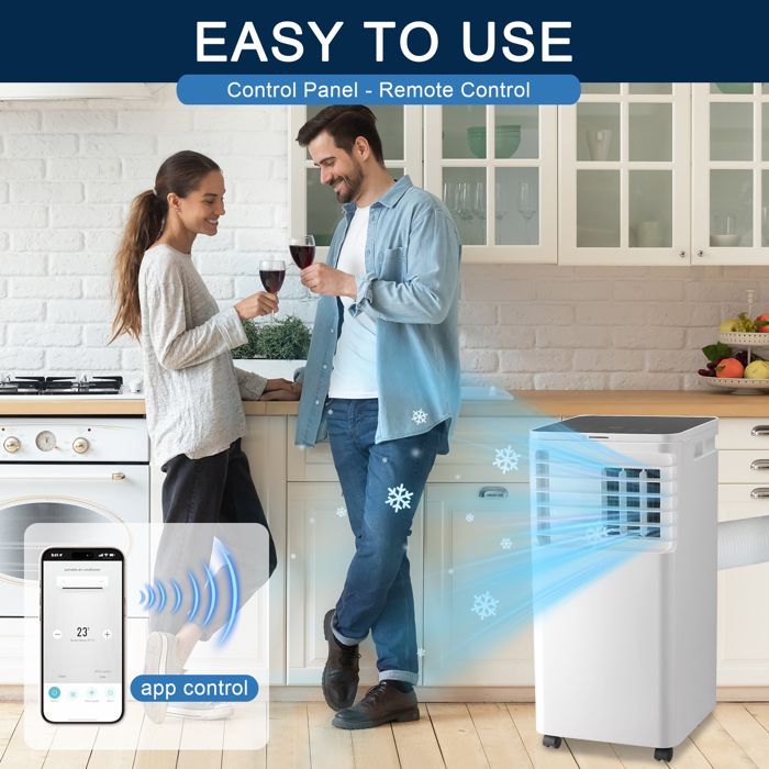 Aire acondicionado portátil silencioso 3 en 1, deshumidificador, 7000 BTU, ventilador y aire acondicionado con control remoto.