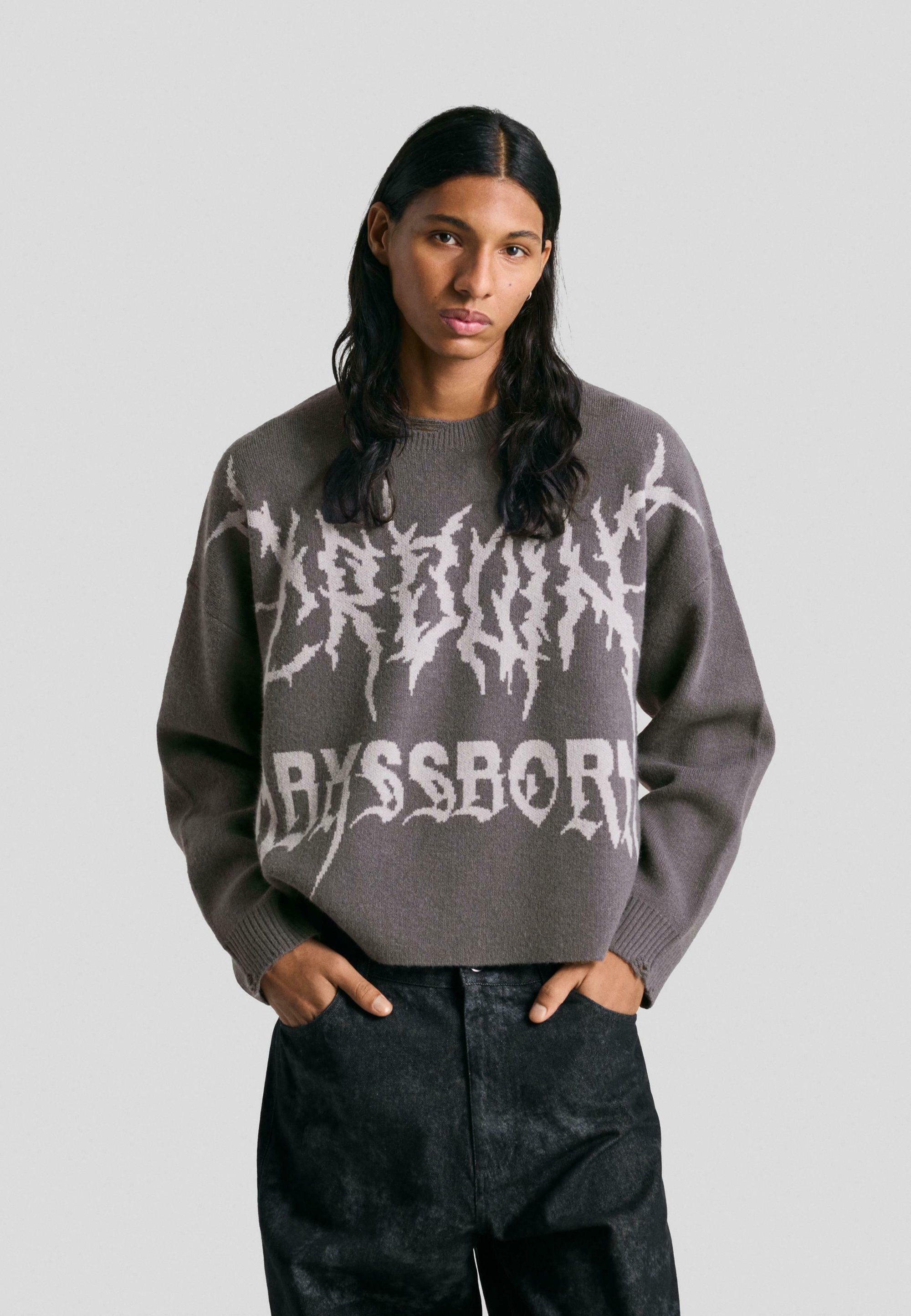 Bershka CROPPED megztinis - pilkas