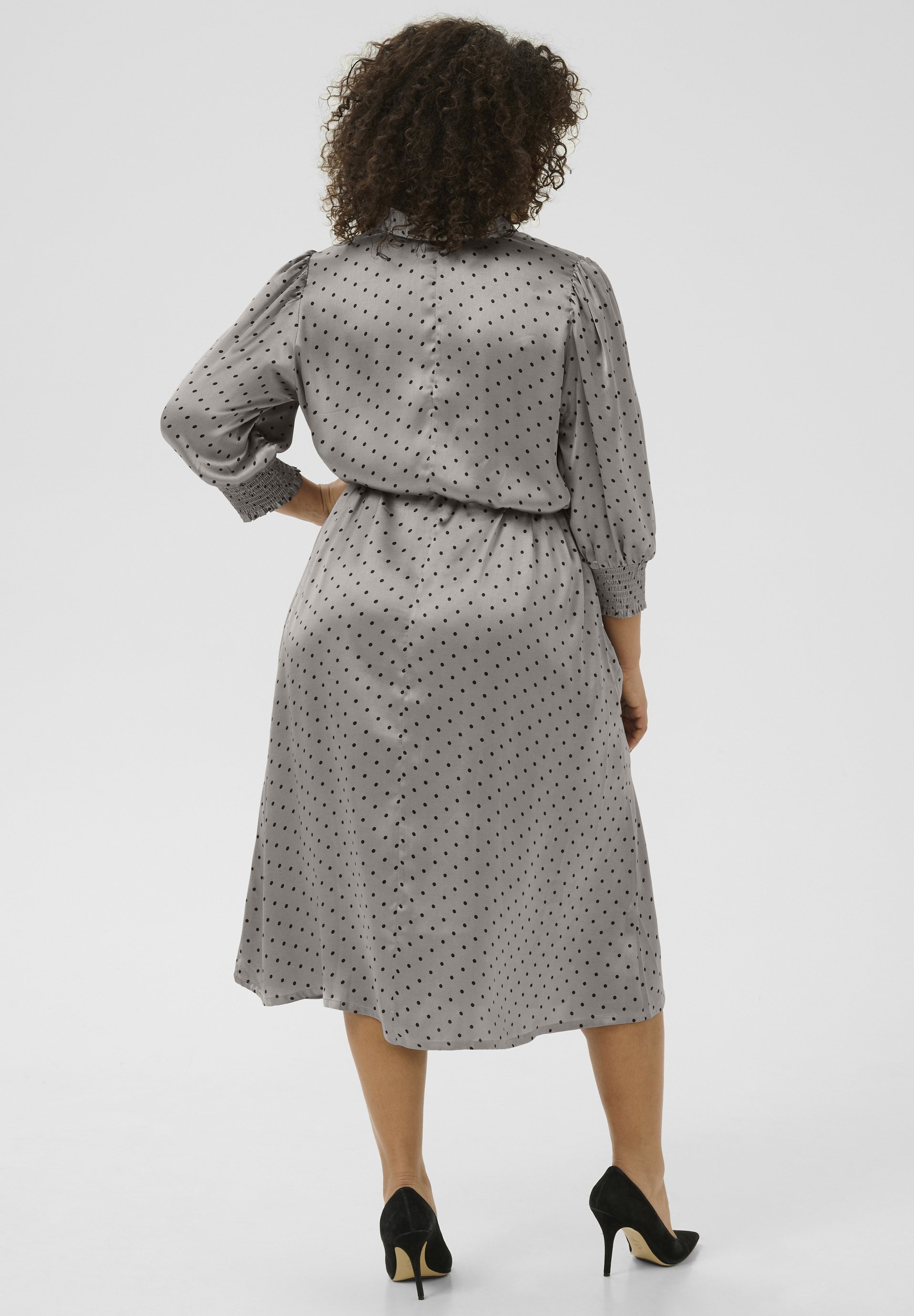 Kaffe Curve KCEMINE OLINE - Hemdkleid - Kirchturmgrau mit schwarzen Punkten