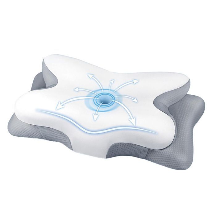 Almohada cervical ergonómica 2 en 1, almohada de espuma viscoelástica para el dolor de cuello y hombros.